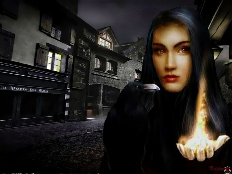 Woman with Glowing Hand — Black, Dark