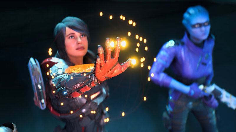 Woman with Glowing Hand — Black, Dramatic, Night, 3d Render