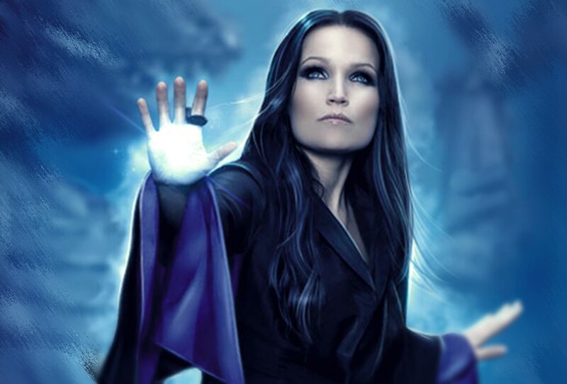 Woman with Glowing Hand — Blue, Dramatic