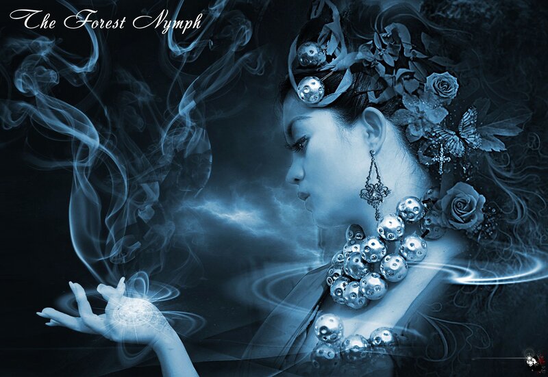 Woman with Glowing Hand — Blue, Mystical