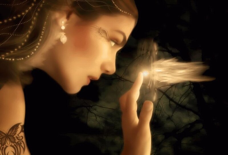 Woman with Glowing Hand — Brown