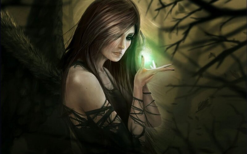 Woman with Glowing Hand — Green