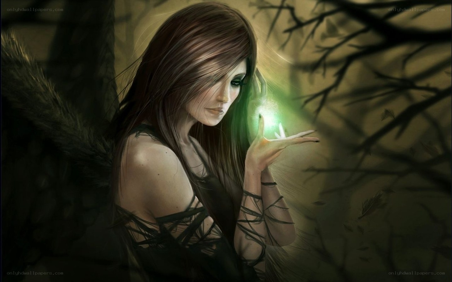 woman with glowing hand