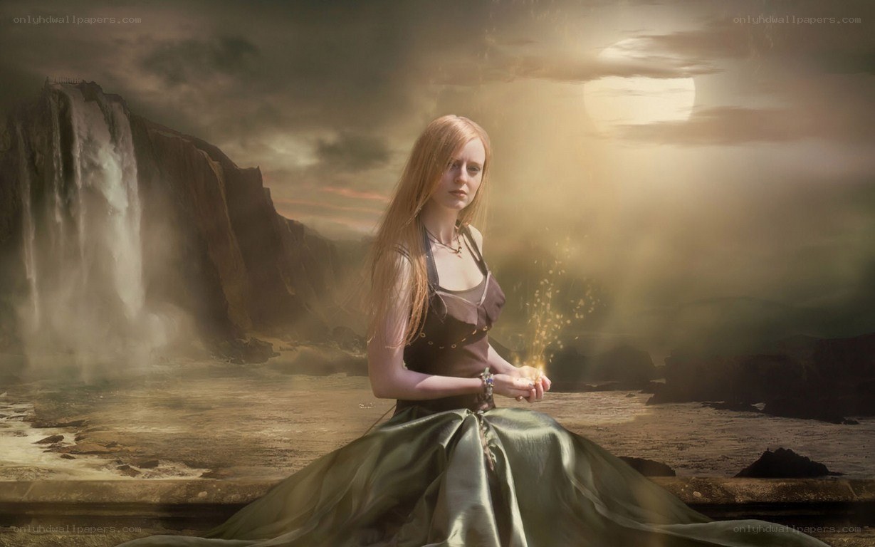 woman with glowing hands
