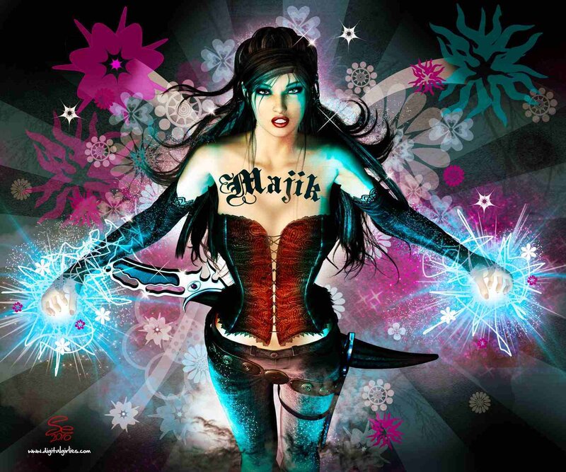 Woman with Glowing Hands — Black