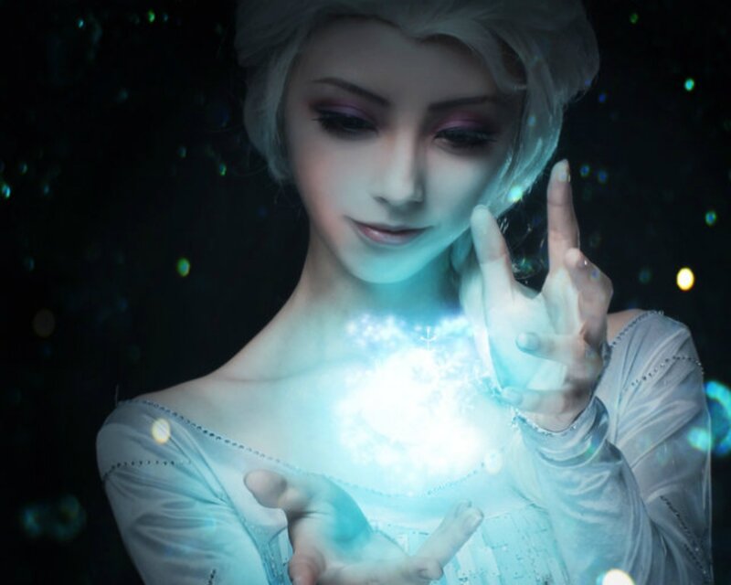 Woman with Glowing Hands — Blue, Magical