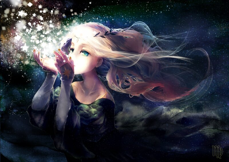 Woman with Glowing Hands — Blue, Serene