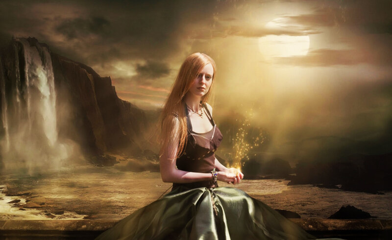 Woman with Glowing Hands — Gold