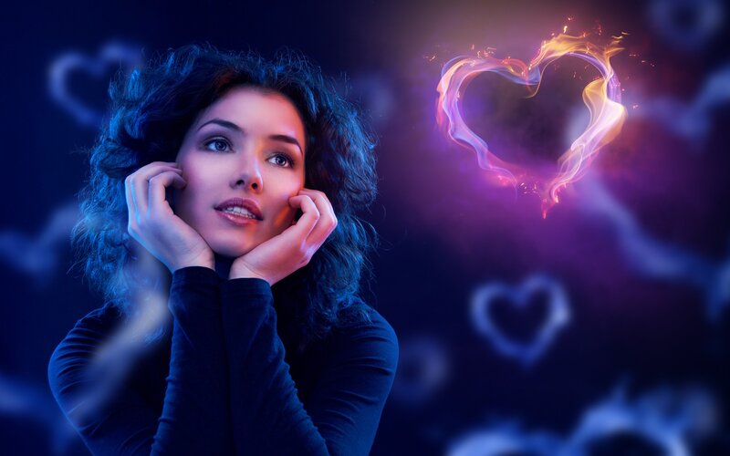 woman with glowing heart
