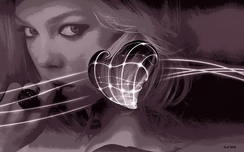 Woman with Glowing Heart — Purple, Dramatic