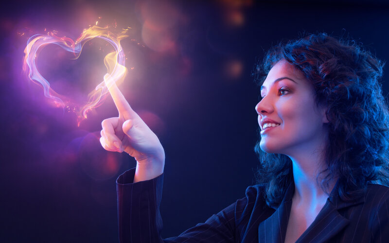 Woman with Glowing Heart — Purple