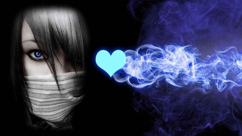 woman with glowing heart smoke