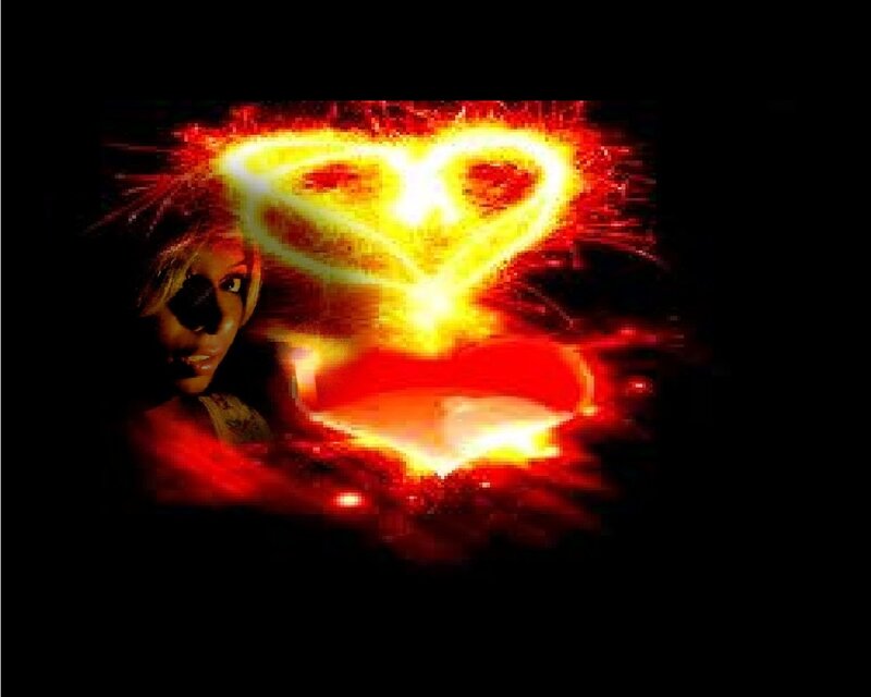 Woman with Glowing Hearts