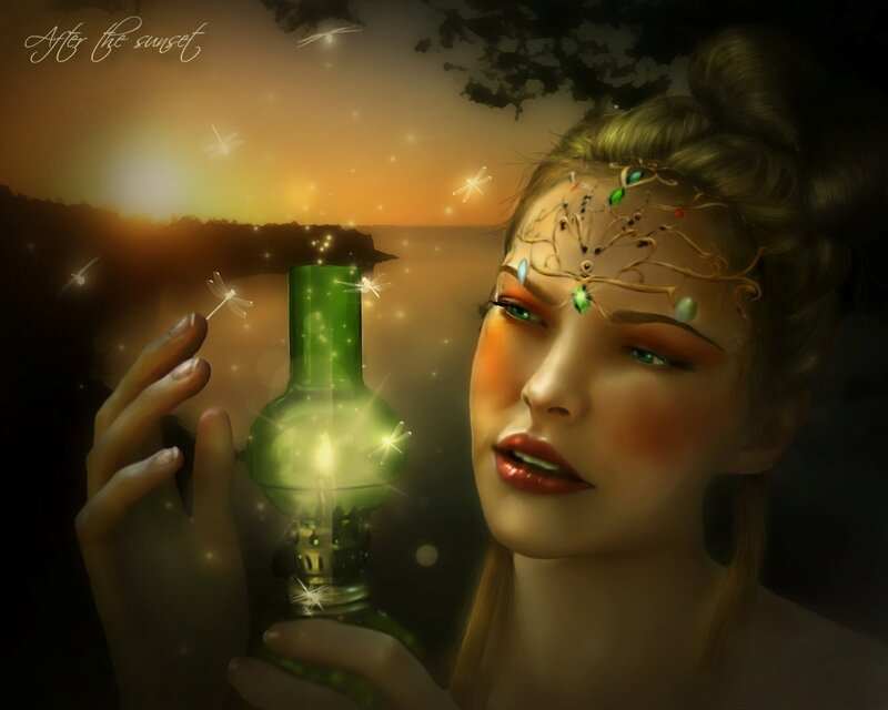 Woman with glowing lantern
