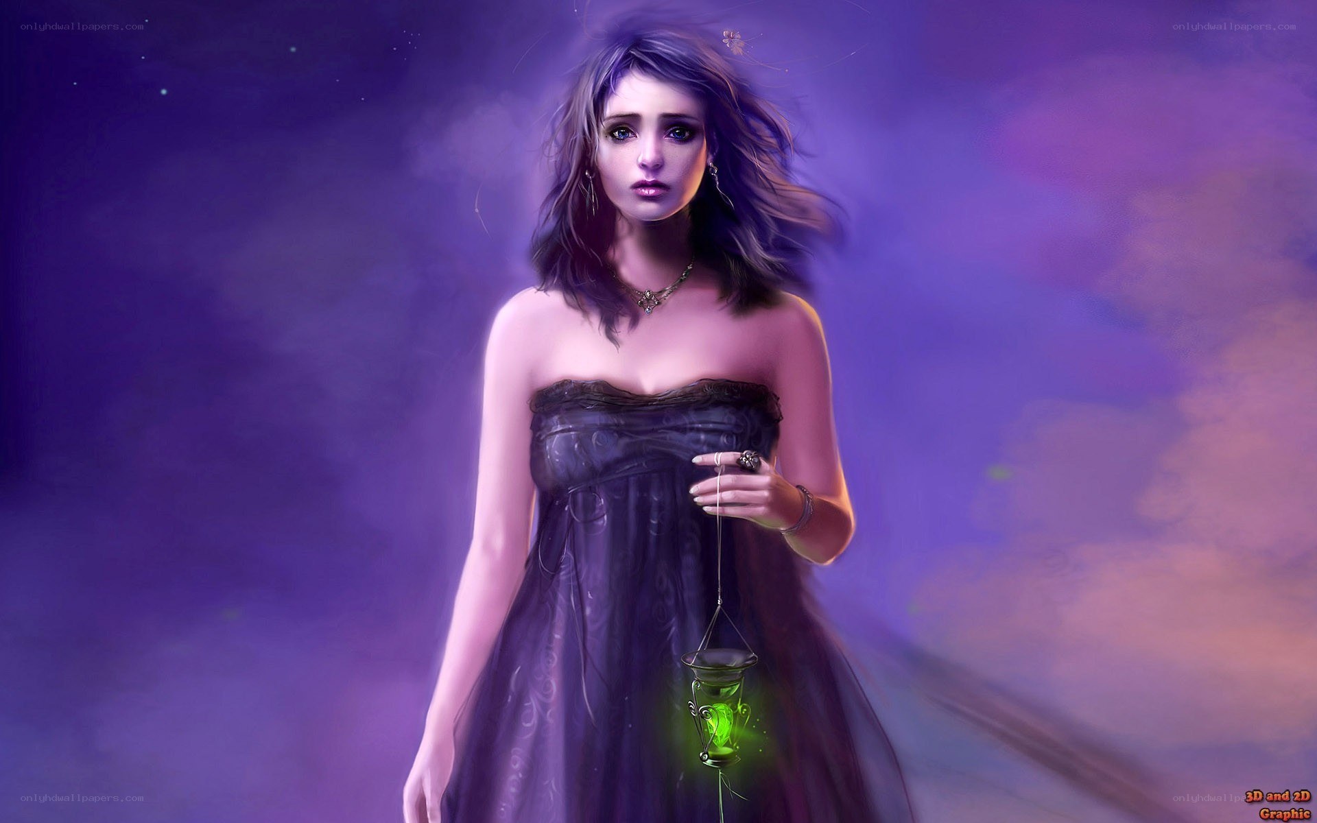 woman with glowing lantern