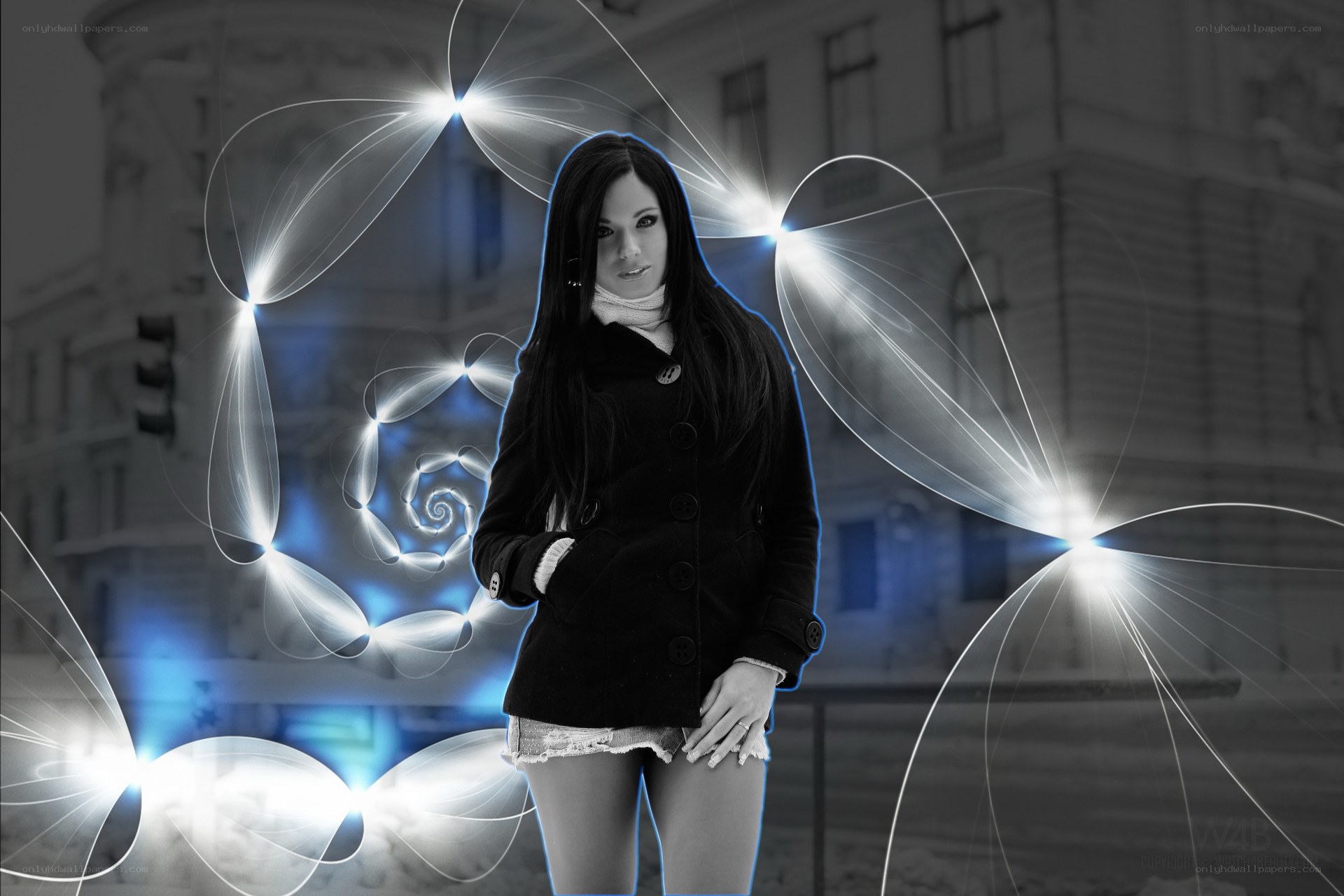 woman with glowing light effects