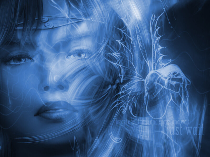 Woman with Glowing Lines — Blue
