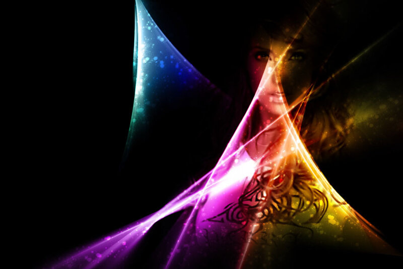 Woman with Glowing Lines — Purple