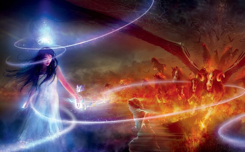 Woman with Glowing Magic — Blue