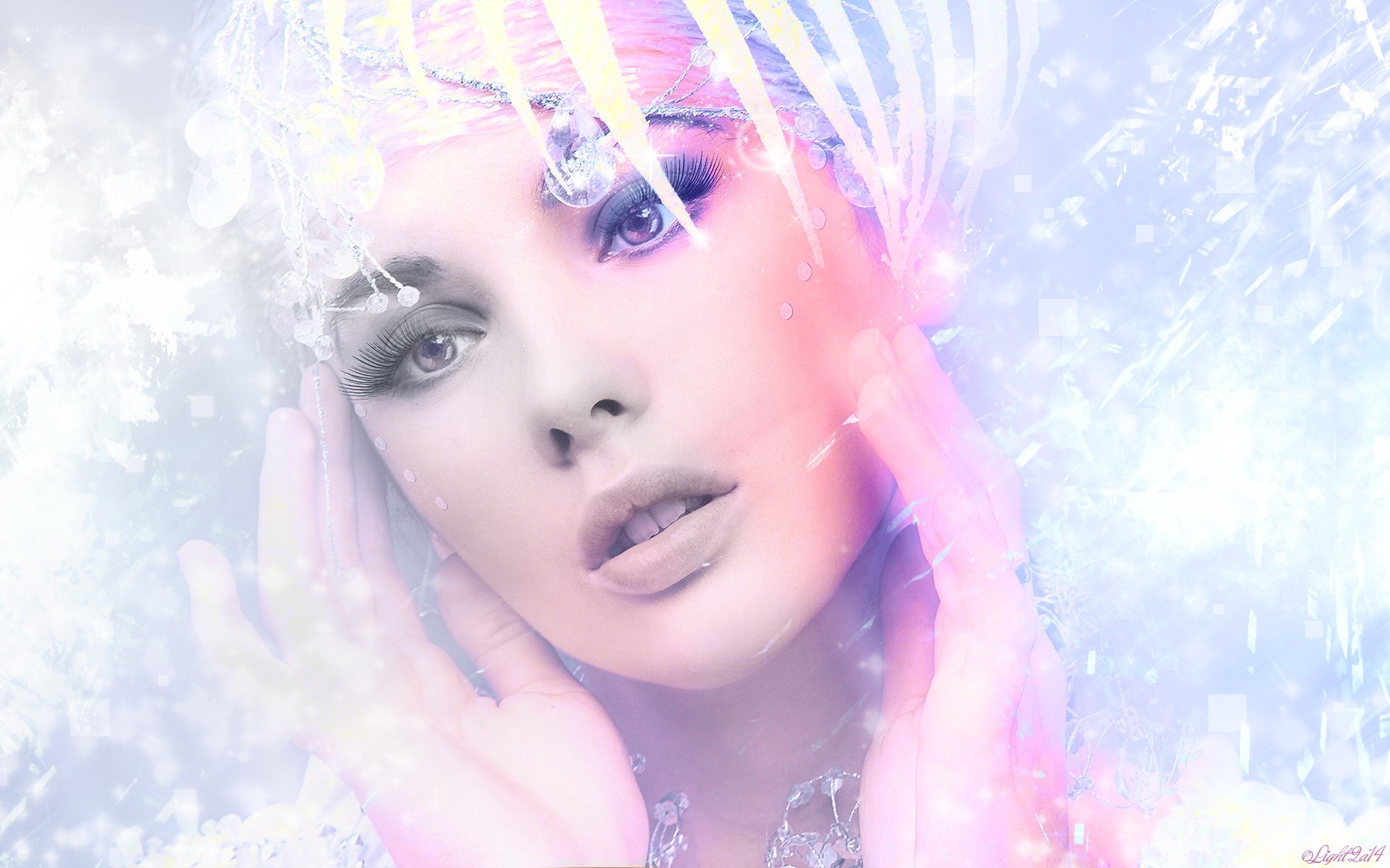 woman with glowing makeup