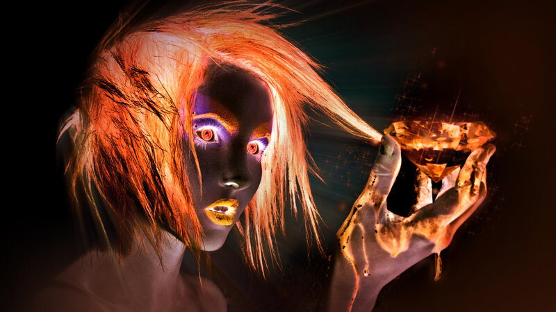 Woman with Glowing Makeup — Black