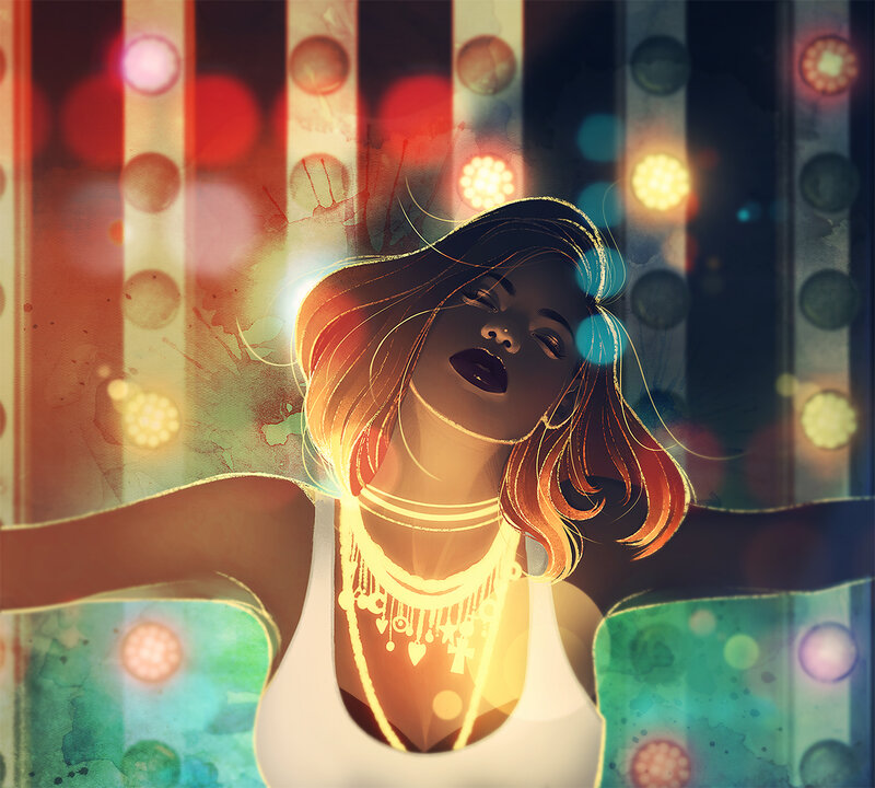 Woman with Glowing Necklace — Gold