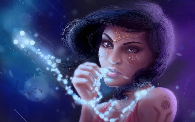 Woman with Glowing Necklace