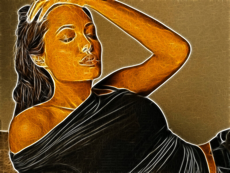 woman with glowing orange skin