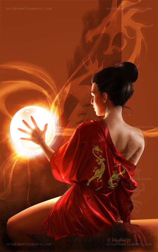 woman with glowing orb
