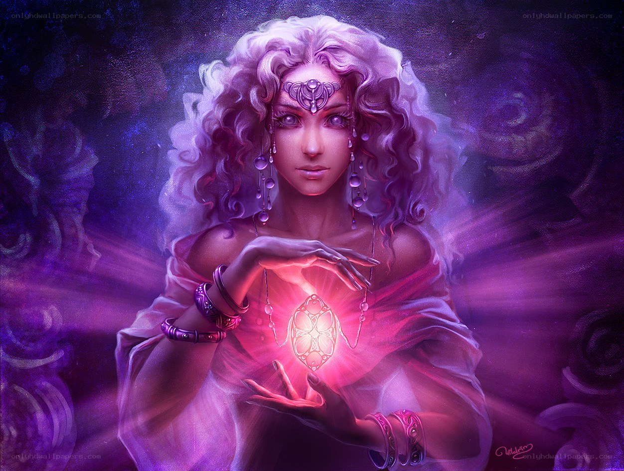 woman with glowing orb