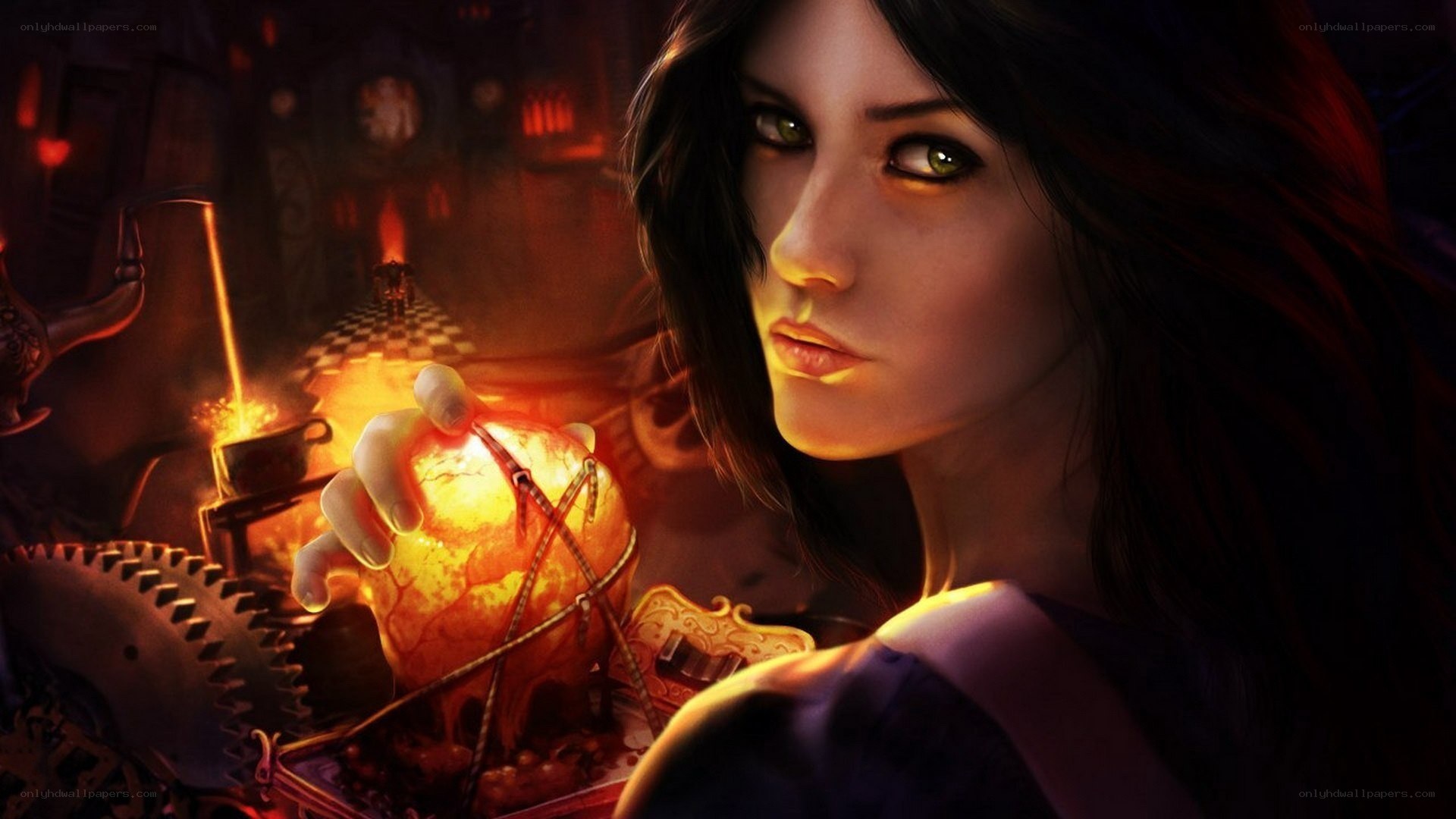 woman with glowing orb