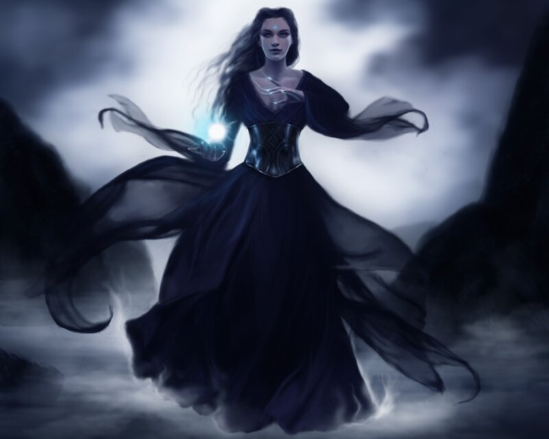 woman with glowing orb