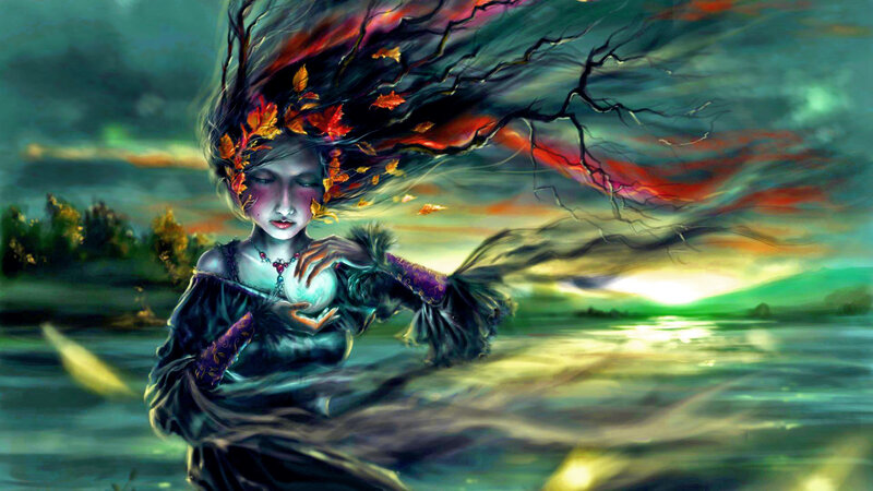 Woman with Glowing Orb — Green