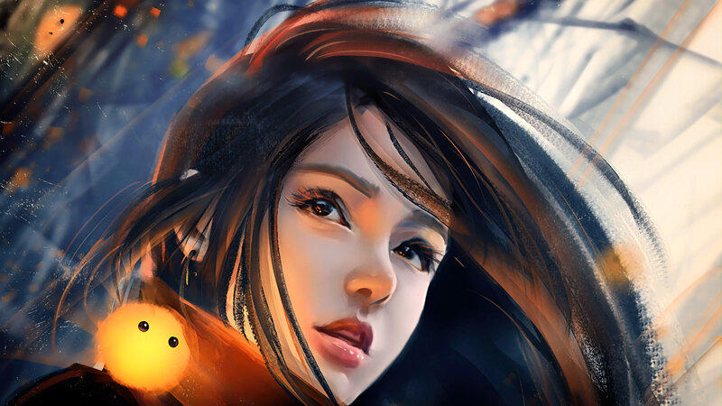 Woman with Glowing Orb — Orange