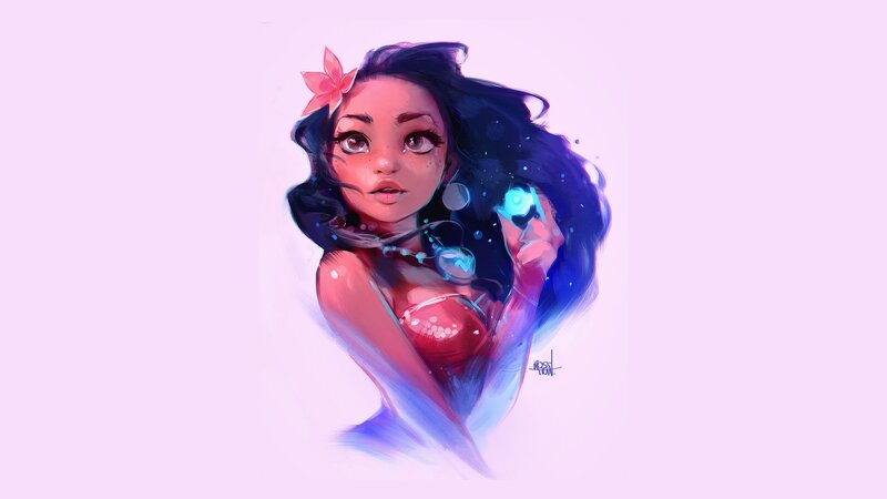 Woman with Glowing Orb — Purple, Dreamy