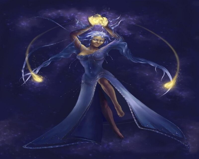 Woman with Glowing Orbs