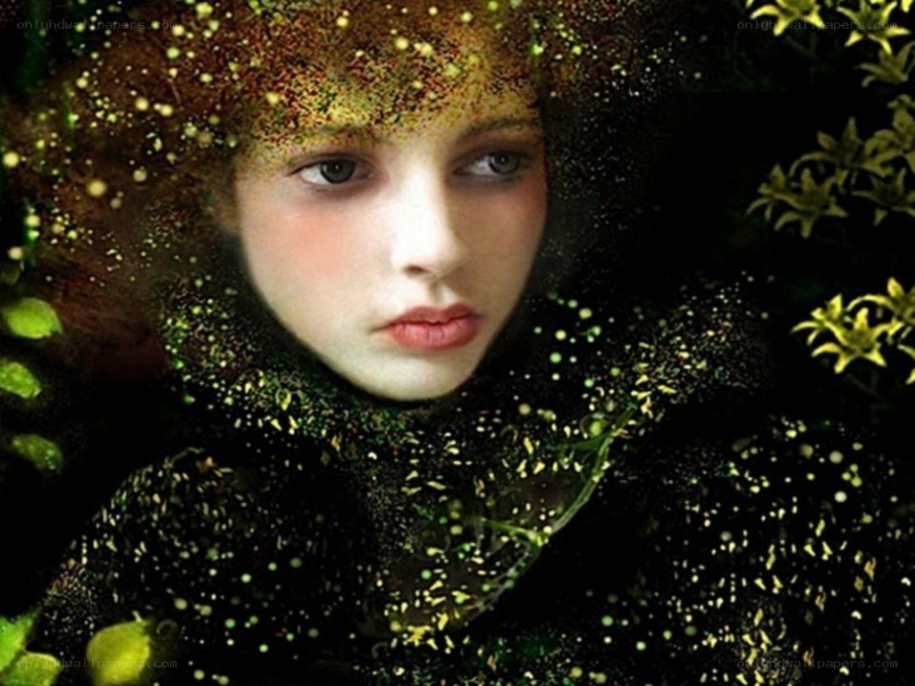 woman with glowing particles