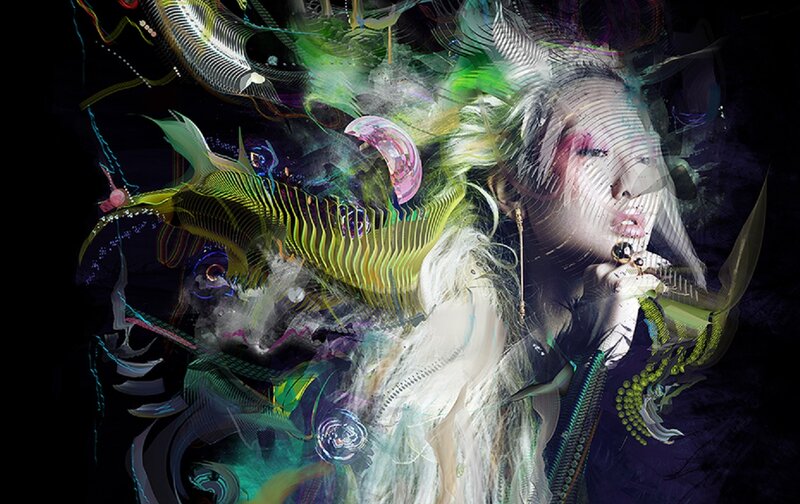 Woman with Glowing Patterns — Green