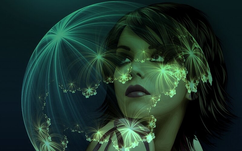 Woman with Glowing Patterns