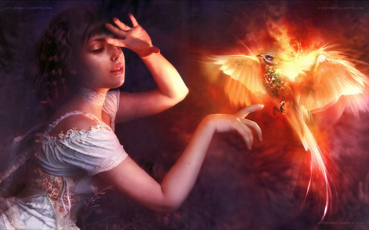 woman with glowing phoenix