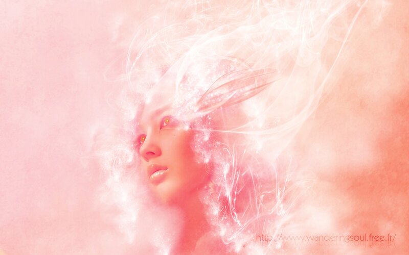 woman with glowing pink aura