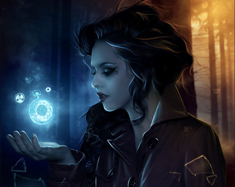 Woman with Glowing Pocket Watch
