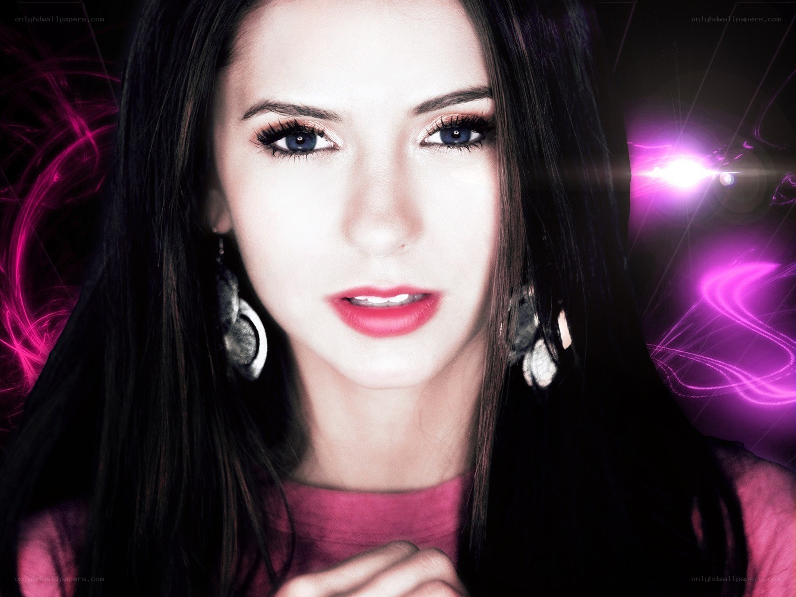 woman with glowing purple background