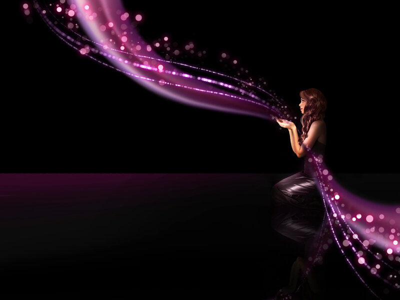 woman with glowing purple light
