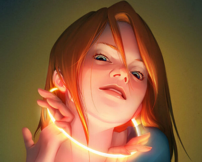 Woman with Glowing Ring — Orange
