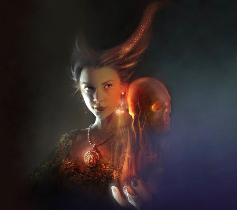 Woman with Glowing Skull — Black
