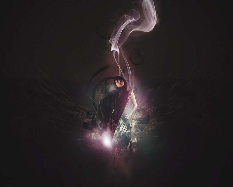 woman with glowing smoke
