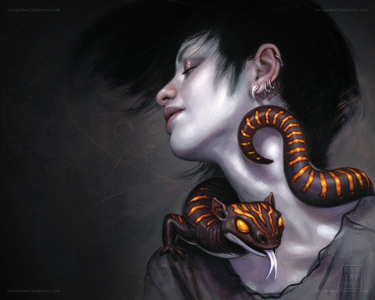 woman with glowing snake