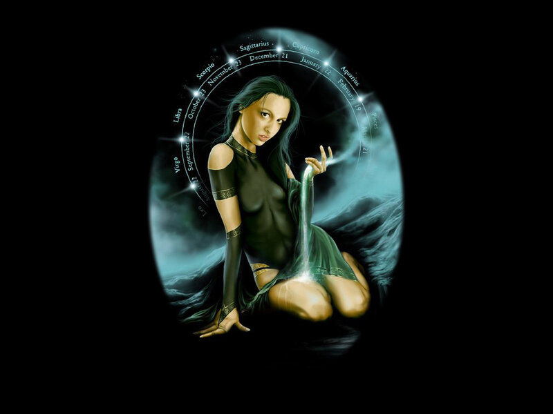 Woman with Glowing Staff — Black