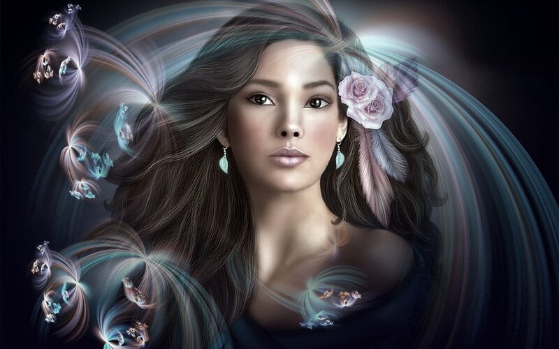Woman with Glowing Swirls — Black